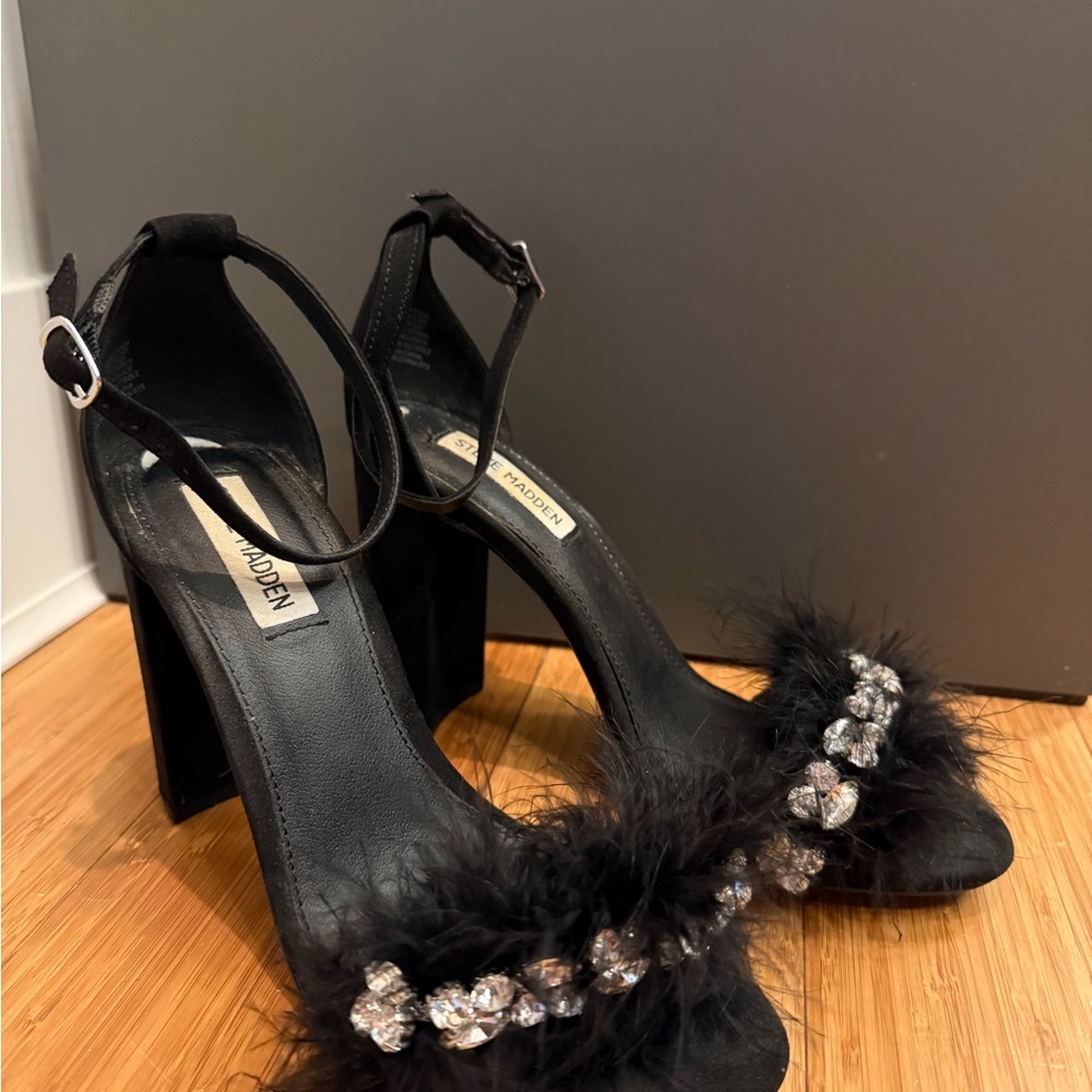 Steve Madden Black Crystal Embellished Heels